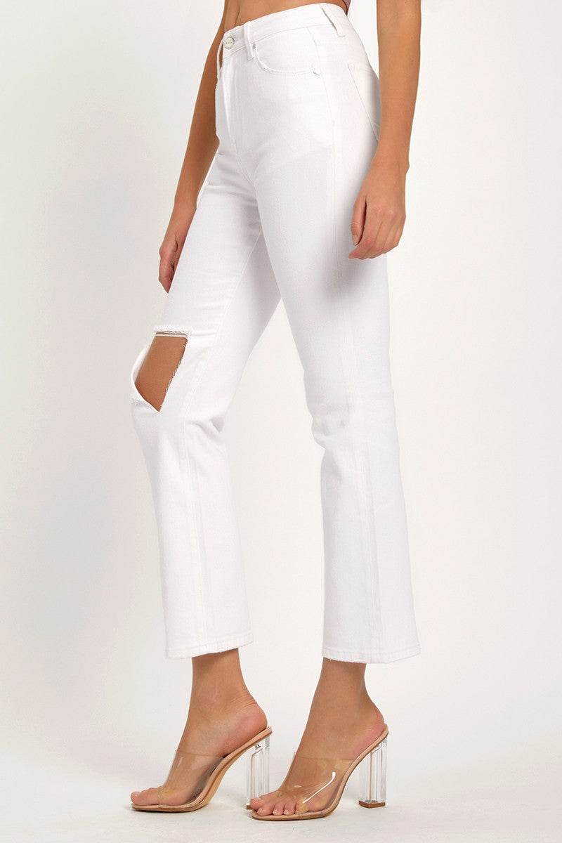 RISEN Full Size Distressed Cropped Straight Jeans - Delanoir