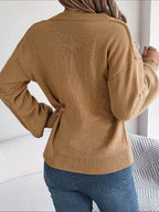 Cable-Knit Buttoned V-Neck Sweater - Delanoir
