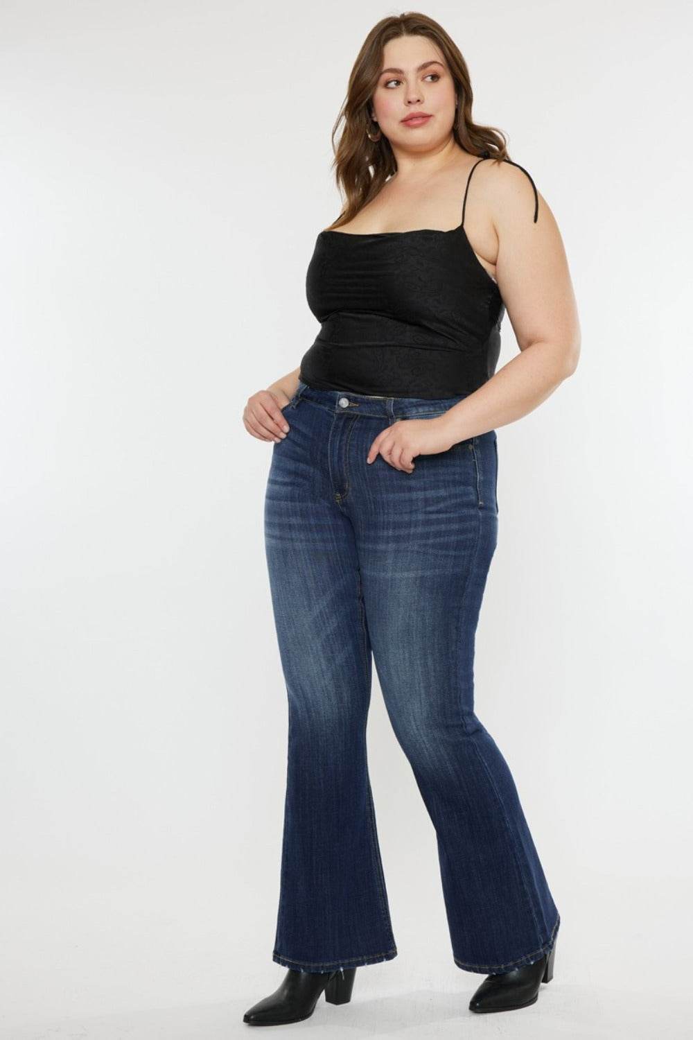 Kancan Full Size Mid Rise Slim Flare Jeans - Delanoir