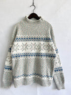 Geometric Mock Neck Dropped Shoulder Sweater - Delanoir