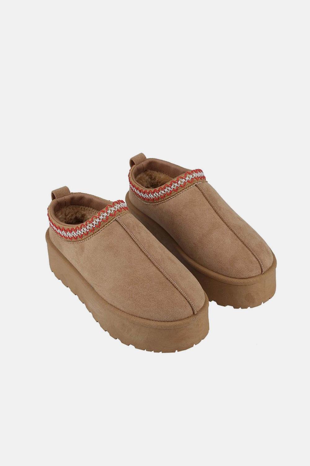 Weeboo Platform Embroidered Trim Slip-On Boots - Delanoir