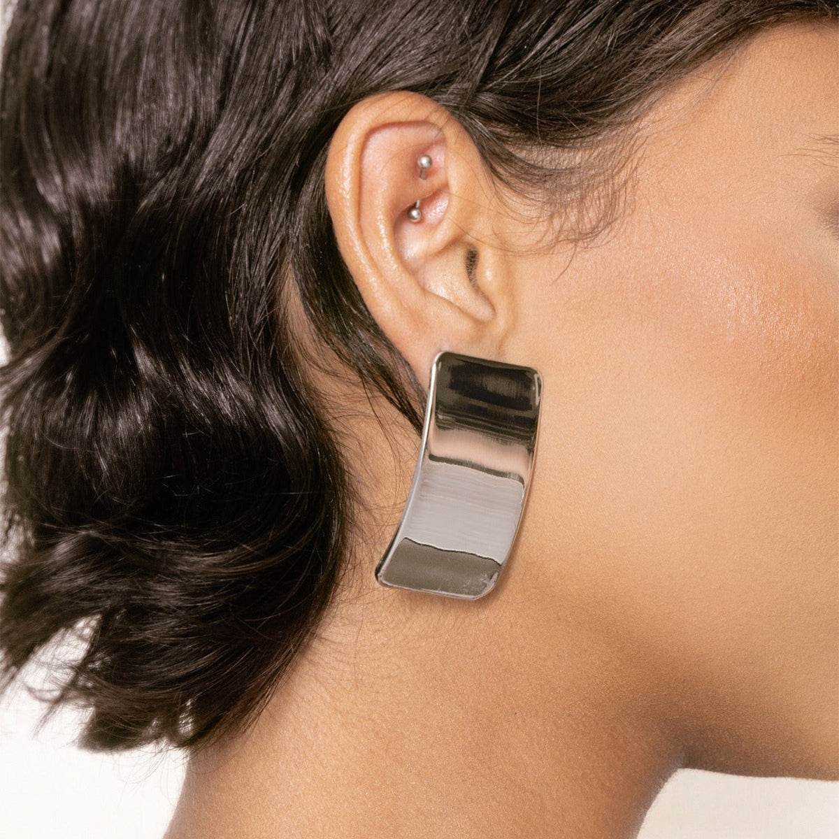 Stainless Steel Rectangle Earring - Delanoir