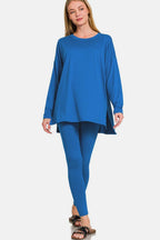 Zenana Full Size Brushed Microfiber Top and Leggings Lounge Set - Delanoir