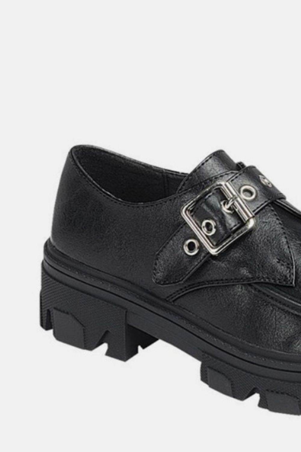 Forever Link Buckled Platform Lug Sole Loafers - Delanoir