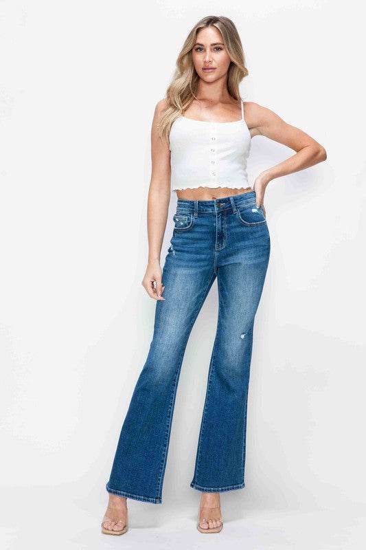 bytos Full Size High Rise Bootcut Jeans with Pockets - Delanoir