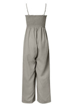 Smocked Spaghetti Strap Wide Leg Jumpsuit - Delanoir