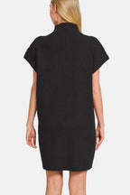 Zenana Short Sleeve Sweater Mini Dress - Delanoir