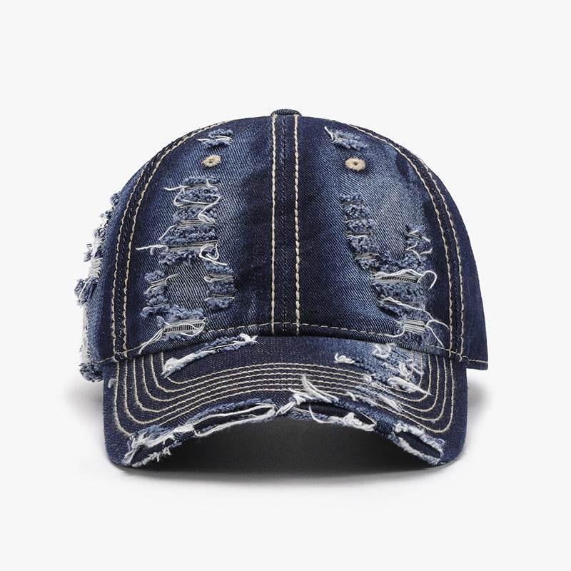 Distressed Adjustable Cotton Baseball Cap - Delanoir