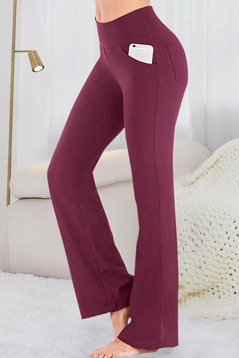 Pocketed High Waist Active Pants - Delanoir