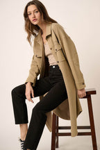 Mittoshop Acid Wash French Terry Longline Shacket - Delanoir