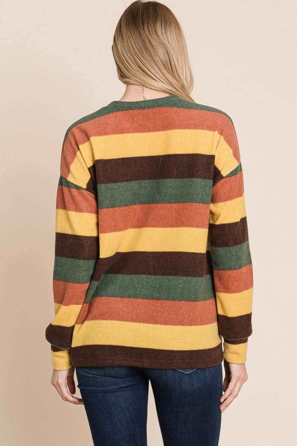 BOMBOM Multi-Color Striped Knit Top - Delanoir