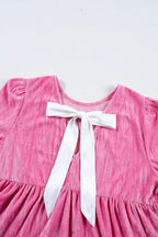Tied Round Neck Flounce Sleeve Mini Dress - Delanoir