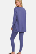 Zenana Full Size Brushed Microfiber Top and Leggings Lounge Set - Delanoir