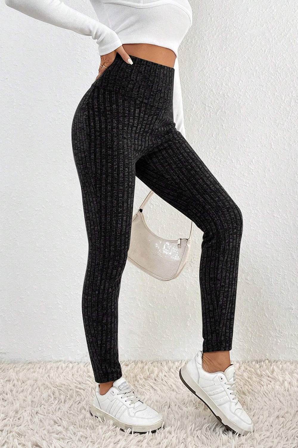 Ribbed High Waist Leggings - Delanoir