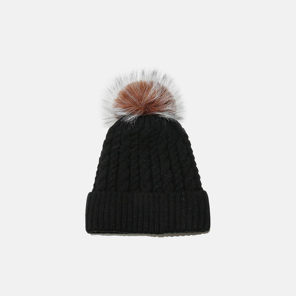 Cable Knit Winter Hat with Pompom - Delanoir