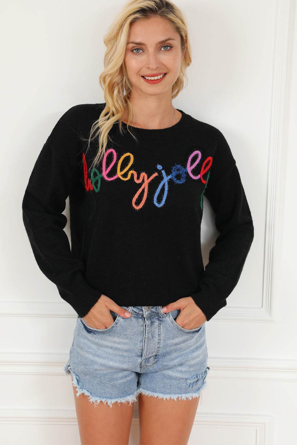 Round Neck Long Sleeve Sweater - Delanoir