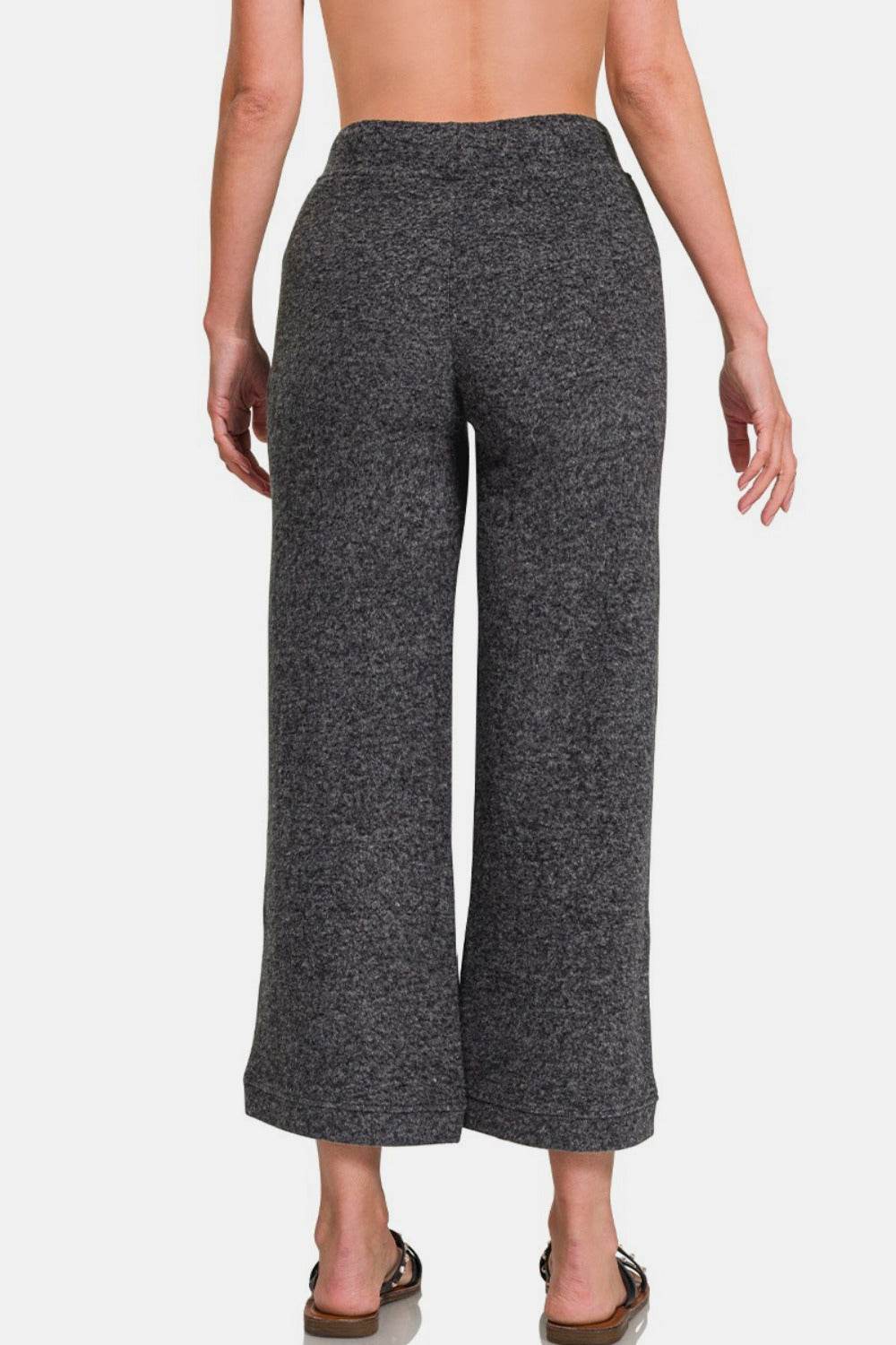 Zenana Drawstring Hacci Cropped Pants - Delanoir