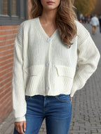 Button Down Long Sleeve Cardigan - Delanoir