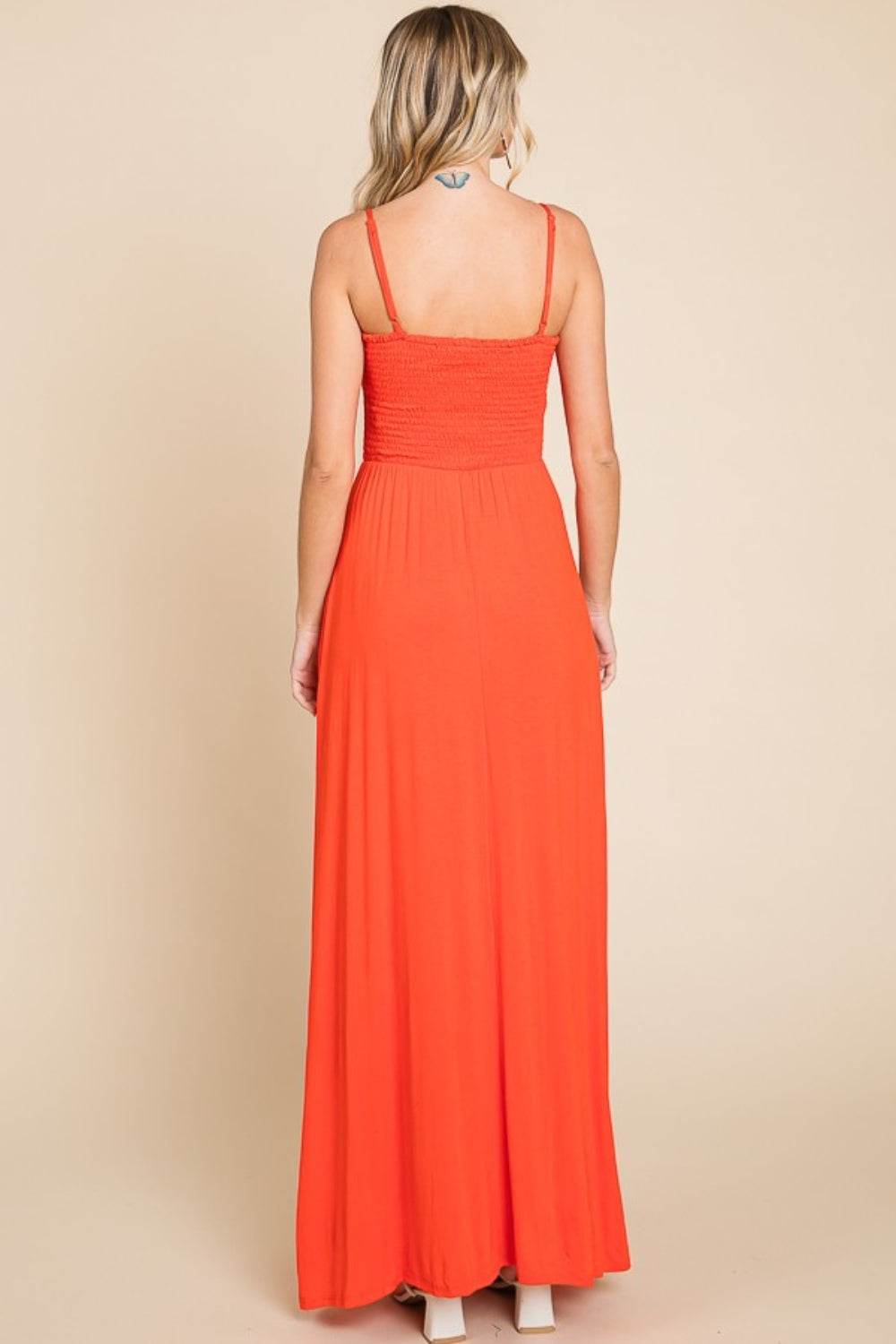 Culture Code Full Size Smocked Cami Maxi Dress with Pockets - Delanoir