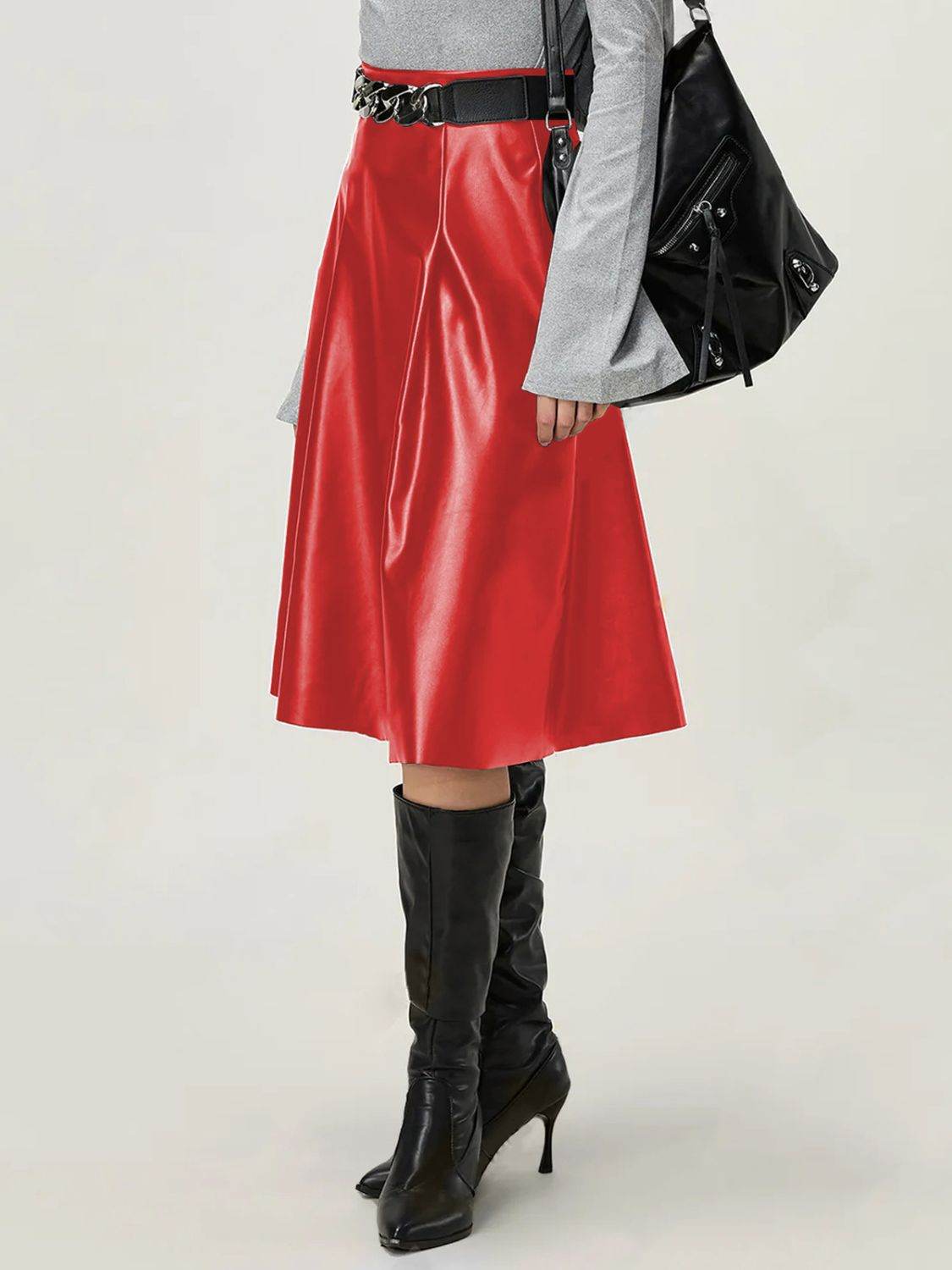 High Waist Skirt with Zipper - Delanoir