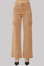 RISEN Full Size High Rise Wide Leg Cargo Jeans - Delanoir