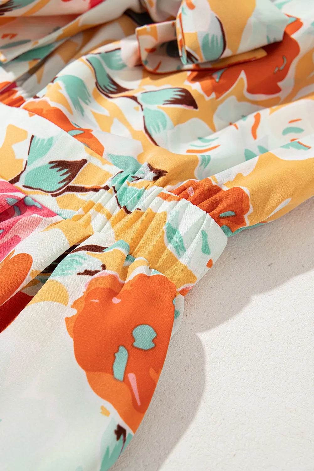 Tied Printed Half Sleeve Romper - Delanoir