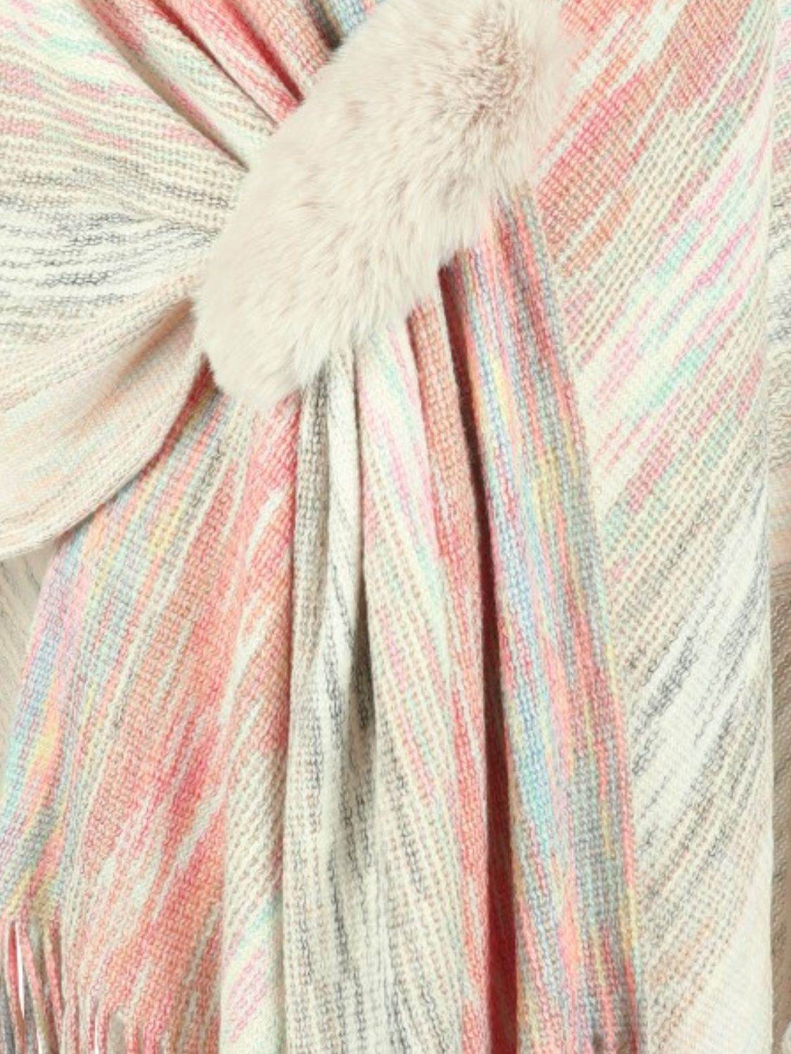 Heathered Fringe Hem Poncho - Delanoir