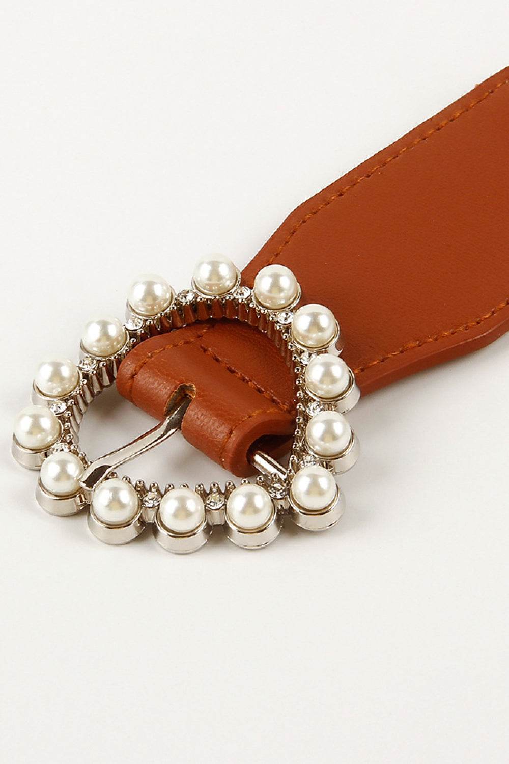 Pearl Heart Buckle Elastic Belt - Delanoir