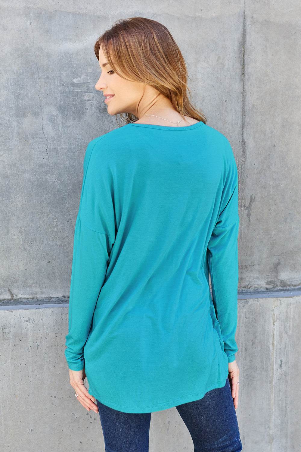 Basic Bae Full Size Round Neck Dropped Shoulder T-Shirt - Delanoir