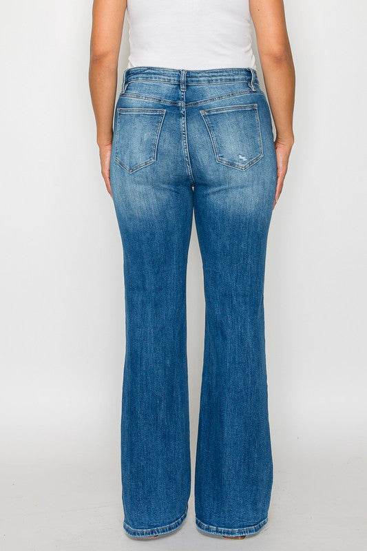 bytos Full Size Distressed High Rise Jeans with Pockets - Delanoir