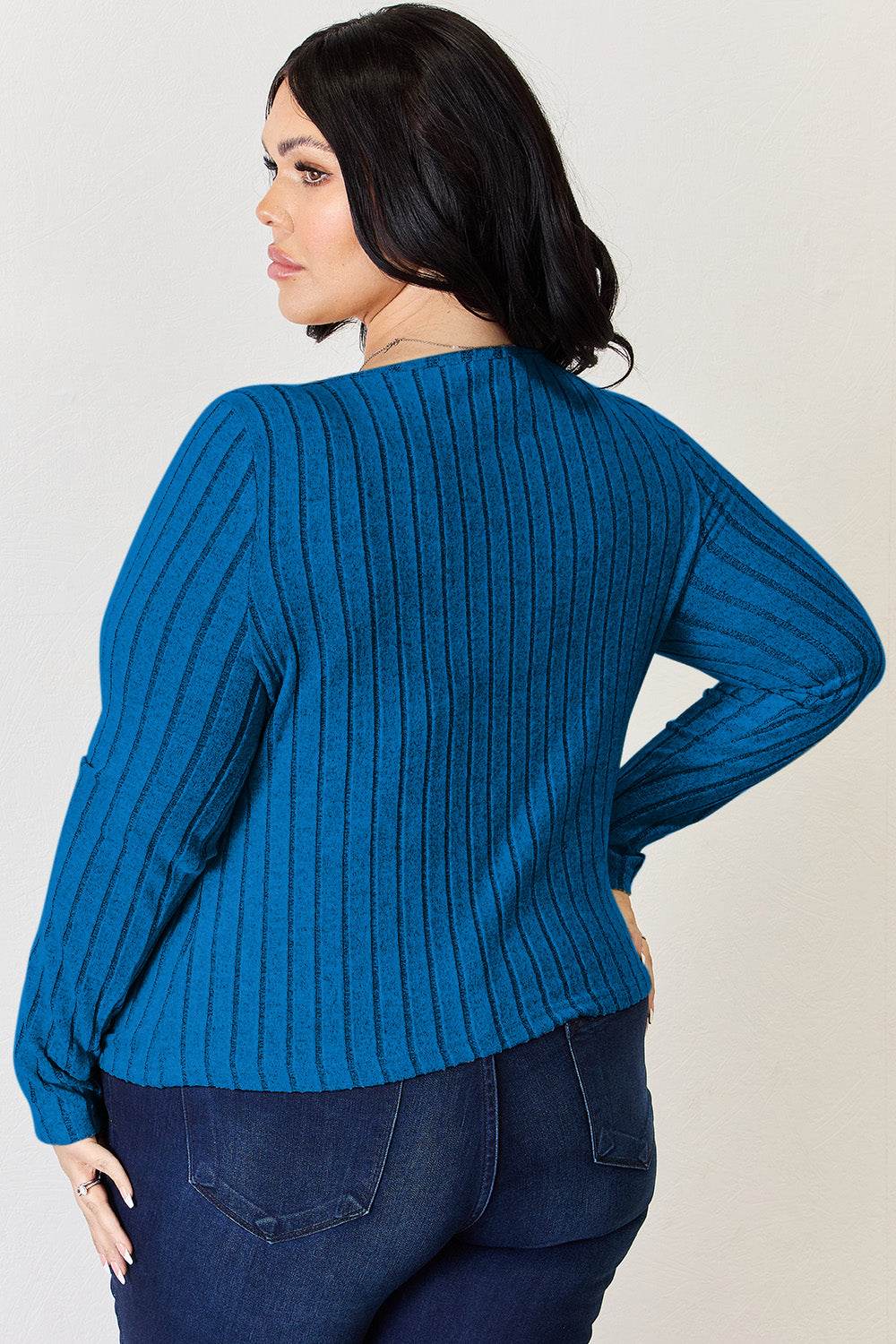 Basic Bae Full Size Ribbed Long Sleeve T-Shirt - Delanoir