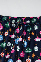 Christmas Lights Print Collared Neck Top and Pants Set - Delanoir