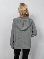 Button-Down Long Sleeve Hooded Sweater - Delanoir