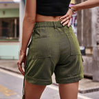High Waist Denim Cargo Shorts - Delanoir