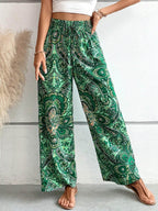 Printed Wide Leg Pants - Delanoir