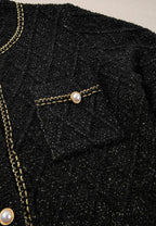 Round Neck Button Up Long Sleeve Cardigan - Delanoir