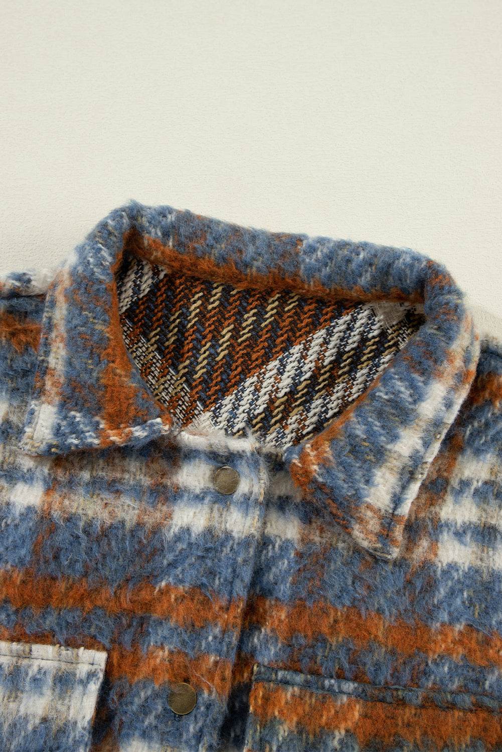 Plaid Collared Neck Jacket with Chest Pockets - Delanoir
