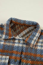 Plaid Collared Neck Jacket with Chest Pockets - Delanoir
