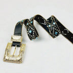 Rhinestone PU Leather Belt - Delanoir