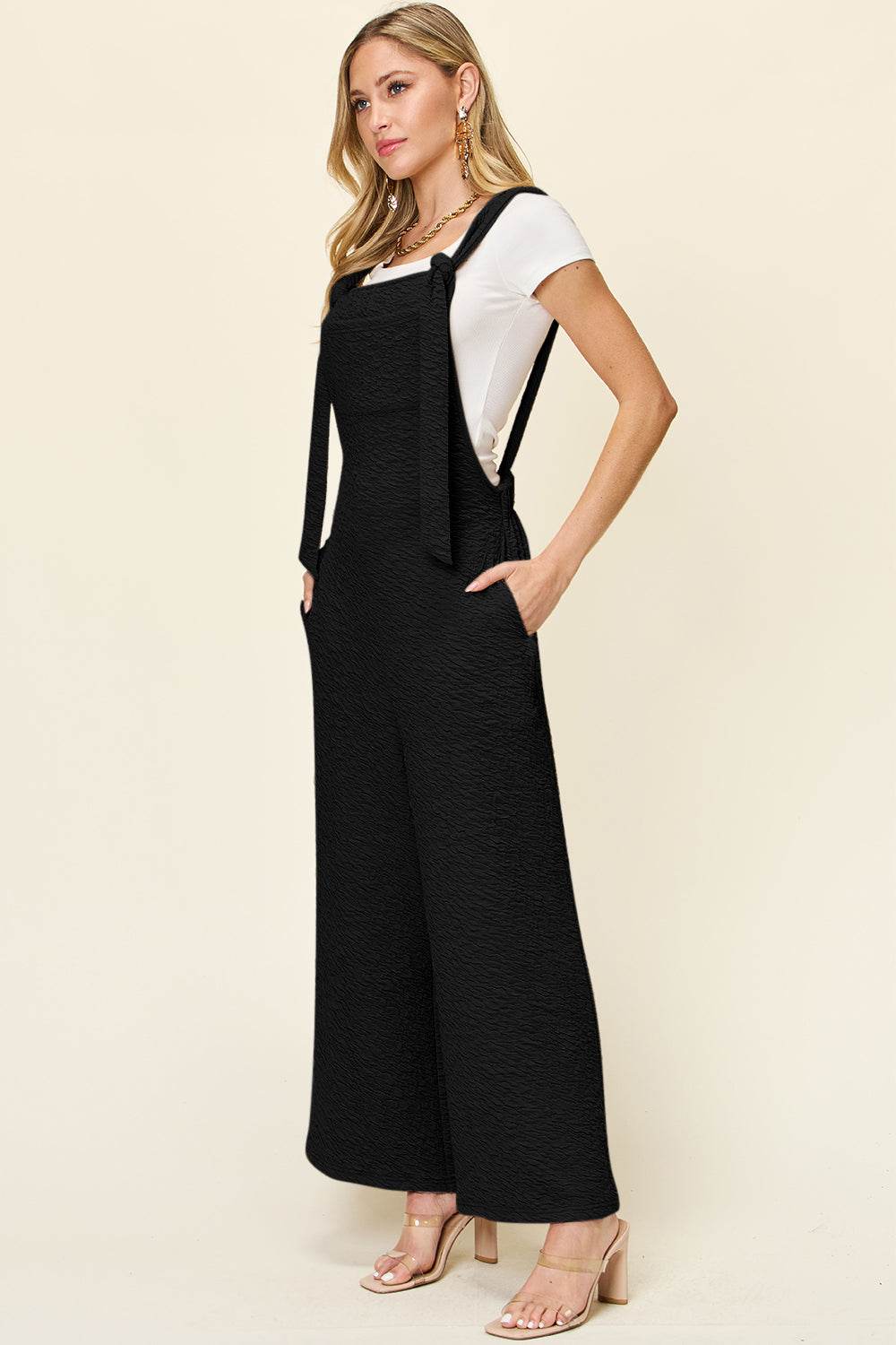 Double Take Full Size Sleeveless Wide Leg Jumpsuit - Delanoir