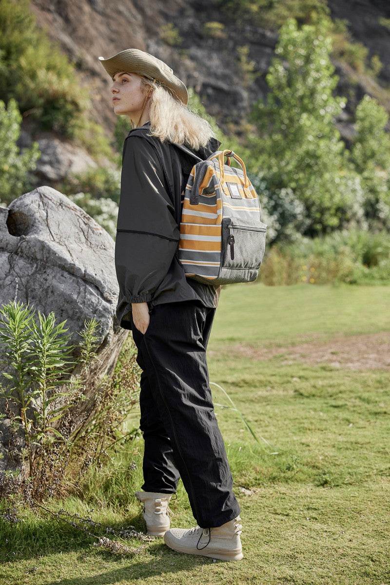 Himawari Striped Waterproof Nylon Backpack Bag with Side Pockets - Delanoir