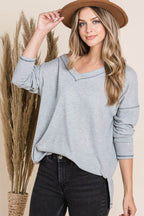 Reborn J V Neck Long Sleeve Top - Delanoir