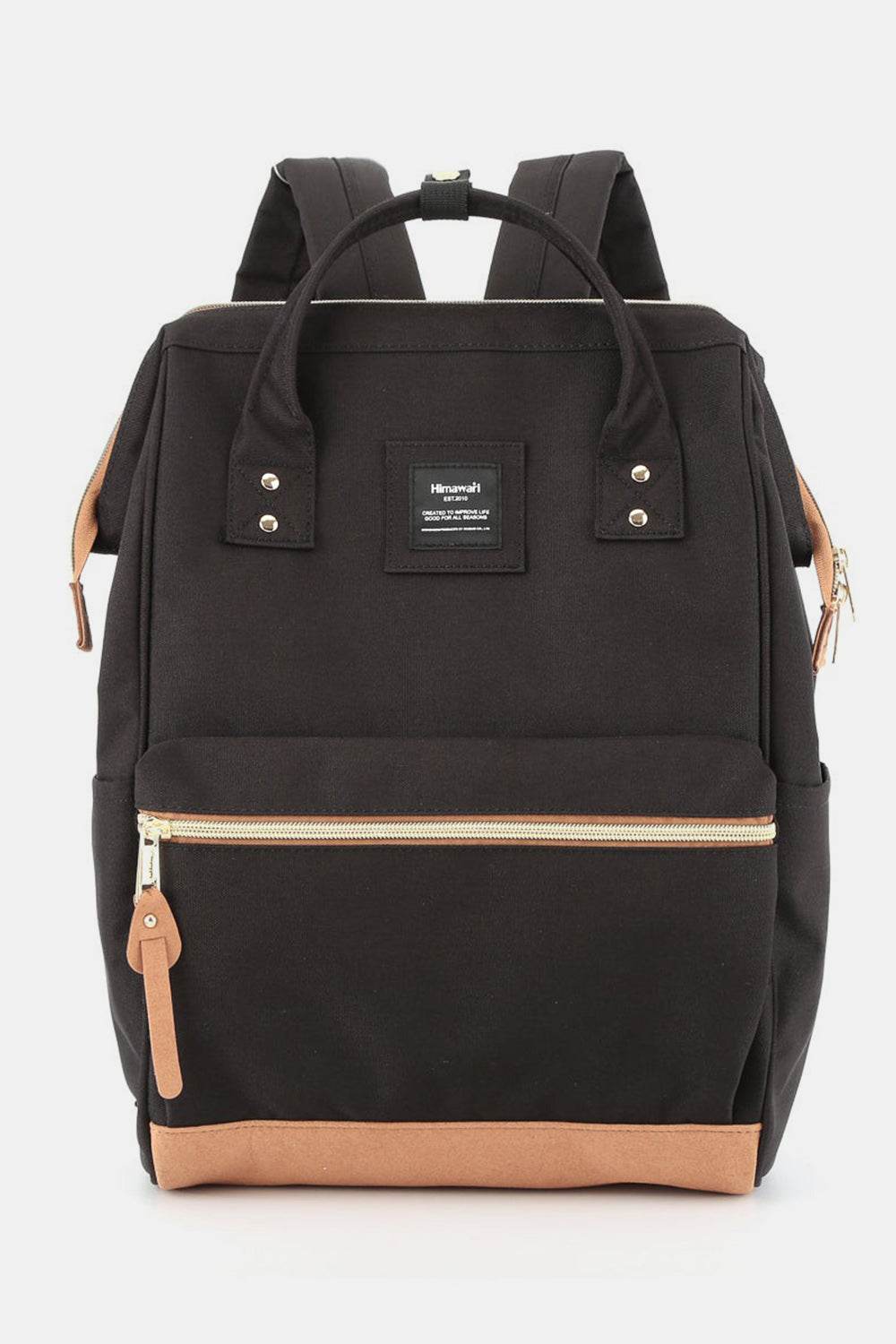 Himawari Contrast Waterproof Canvas Backpack Bag with Side Pockets - Delanoir