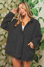 BiBi Single-Breasted Washed Fleece Jacket - Delanoir