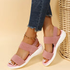 Rubber Open Toe Low Heel Sandals - Delanoir