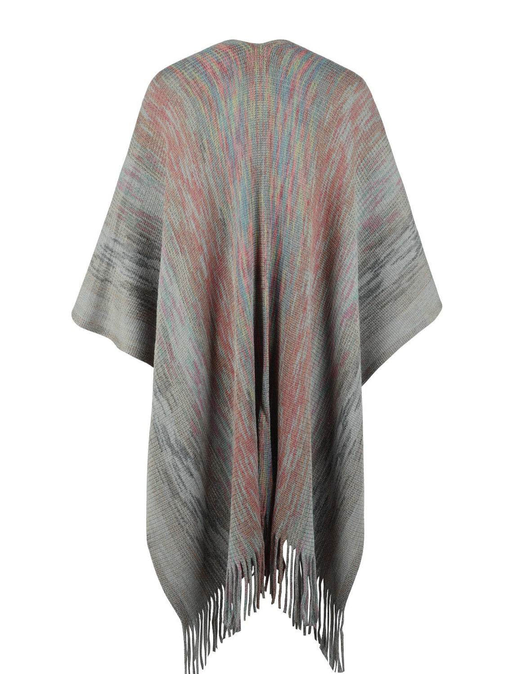 Heathered Fringe Hem Poncho - Delanoir