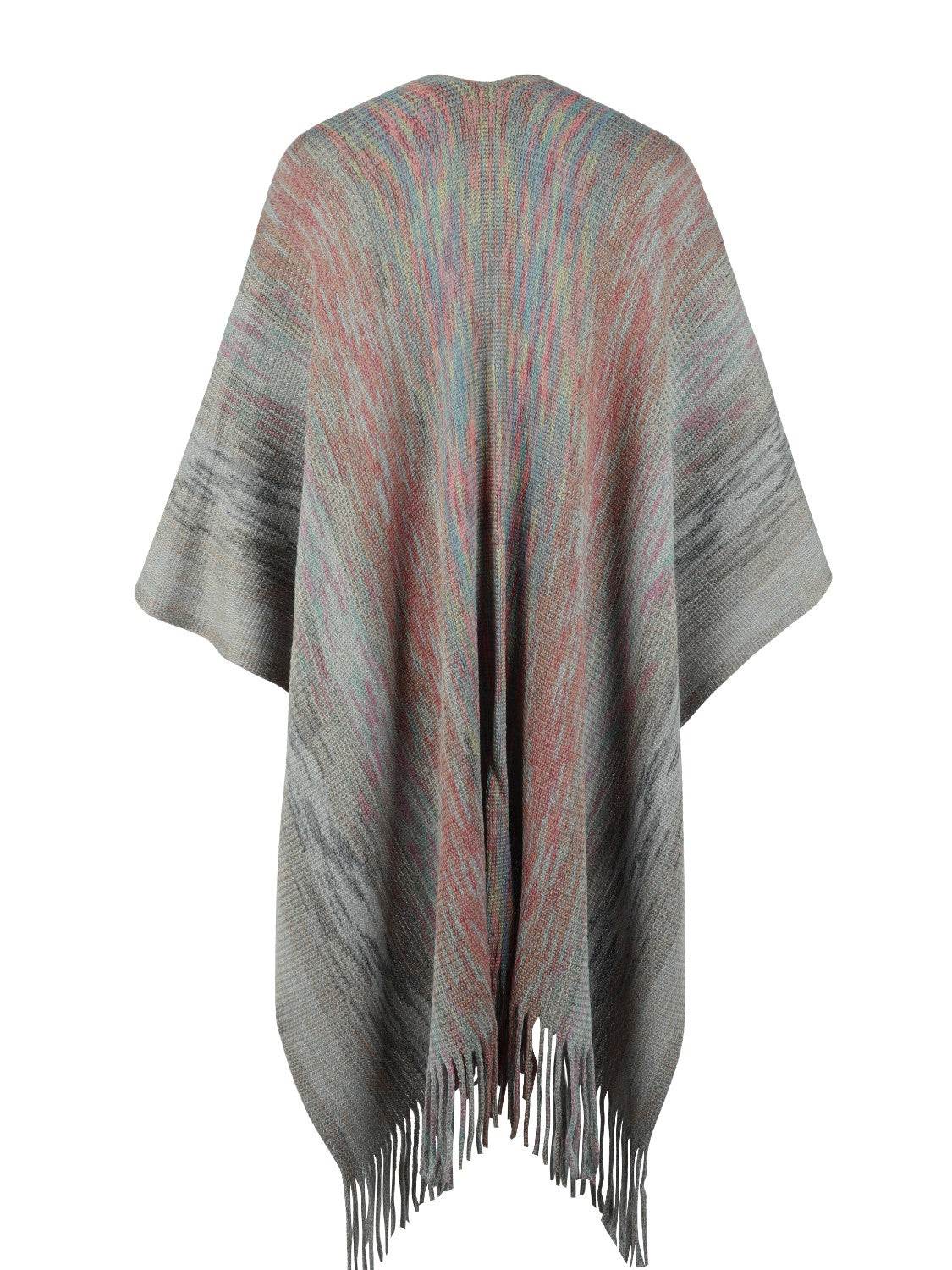 Heathered Fringe Hem Poncho - Delanoir