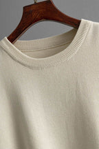 High-Low Round Neck Top and Pants Sweater Set - Delanoir
