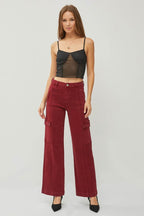 RISEN Full Size High Rise Wide Leg Cargo Jeans - Delanoir