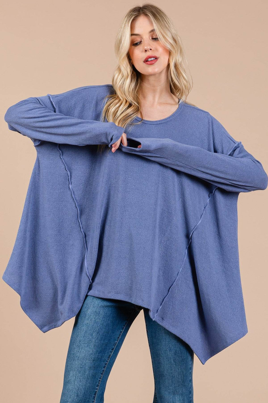 Ces Femme Asymmetrical Long Sleeve top - Delanoir